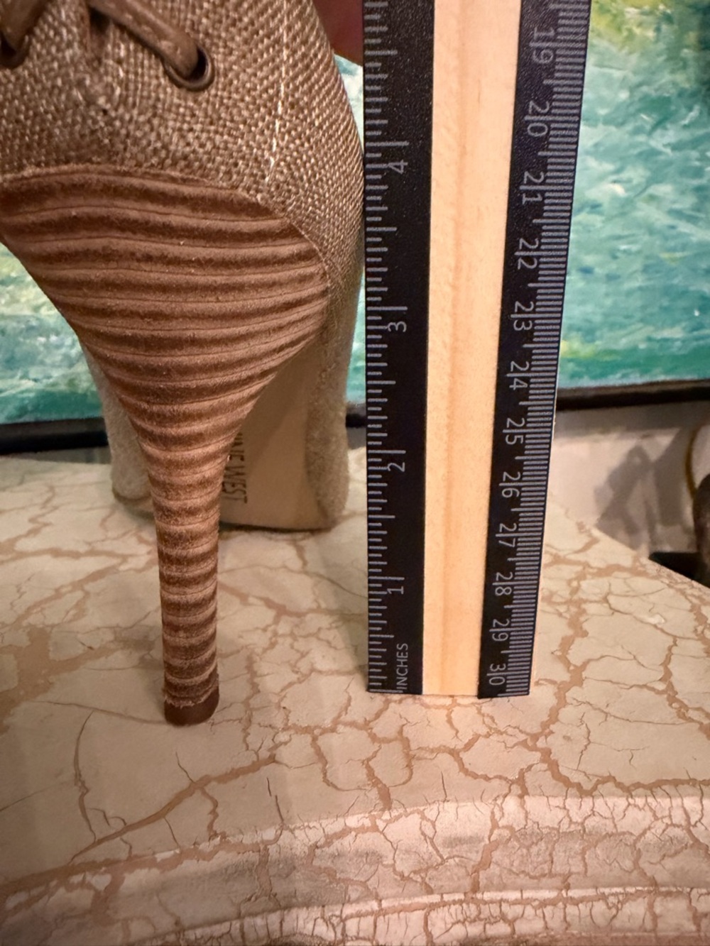 Nine West Linen like Off-Brown Lace-Up Back Pointed-Toe Heels - Picture 7 of 7